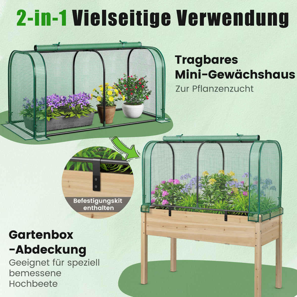 GEWÄCHSHAUS Grün - Grün, Metall (118/60/55cm) - COSTWAY