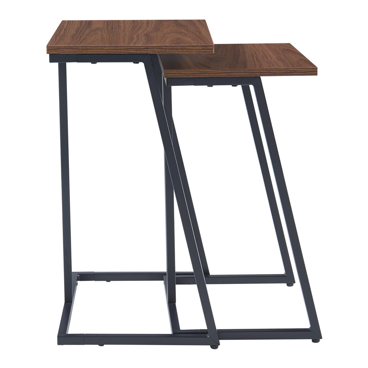SATZTISCH-SET 2 TLG. Salem - Walnussfarben/Schwarz, Holzwerkstoff/Metall (40/30/56cm) - [en.casa]