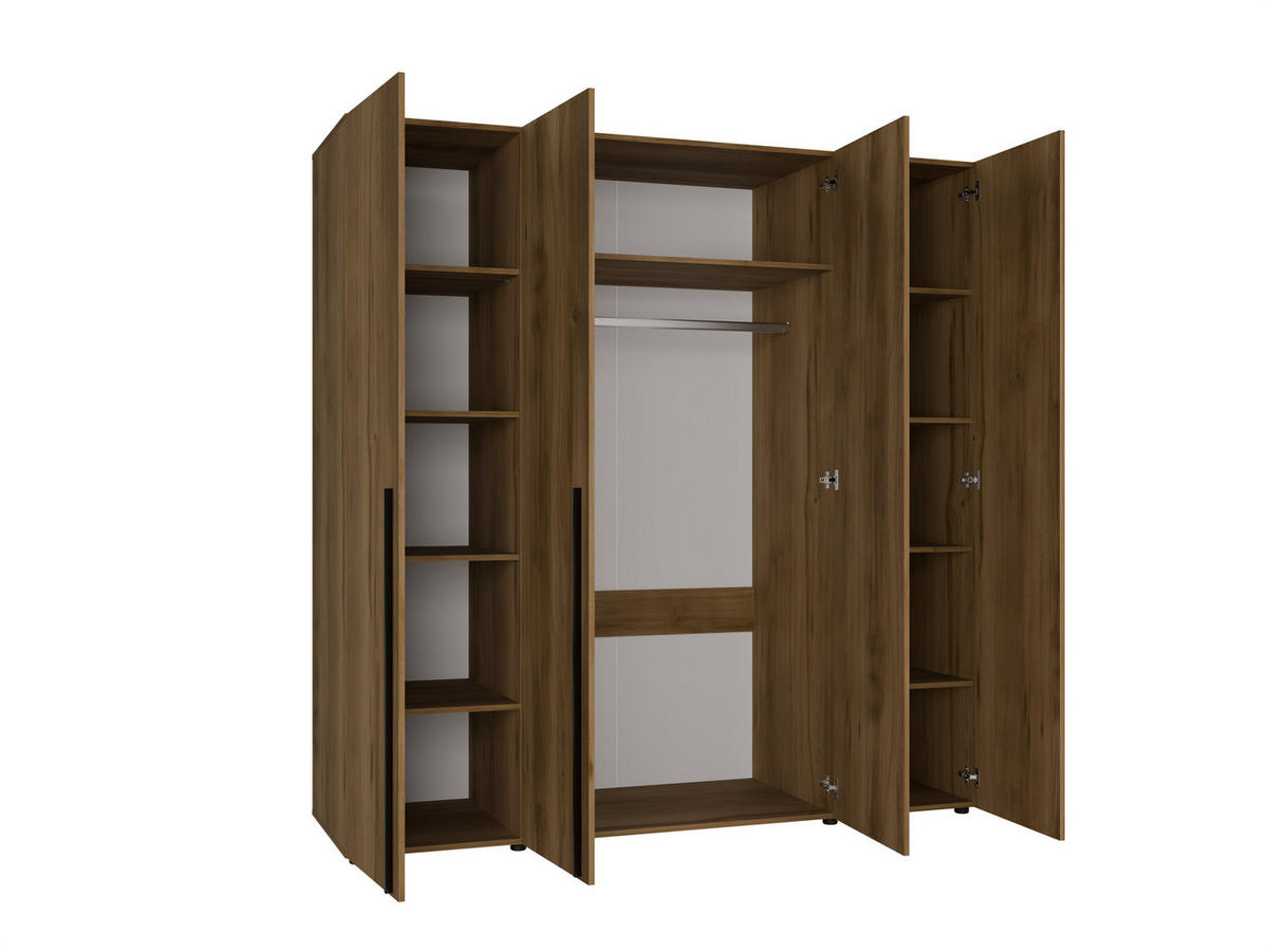 DREHTÜRENSCHRANK Arni Eiche Gold Barock - 11 Fächer - 200x206x60 cm - Eiche Artisan, Holzwerkstoff (200/206/60cm) - Ravio