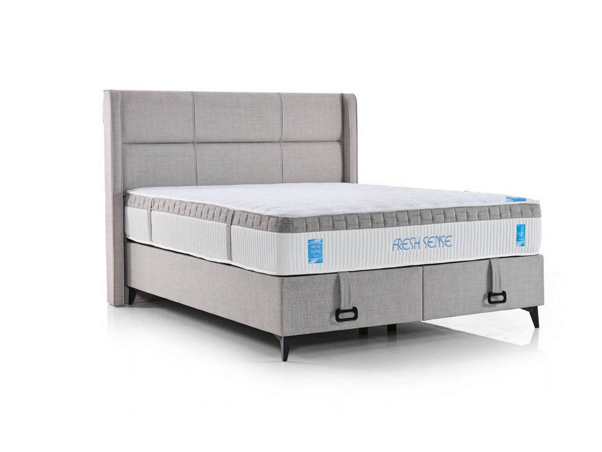 POLSTERBETTSET Fresh 180x200 Grau - Grau, Textil/Metall (180/200cm) - Villa Möbel