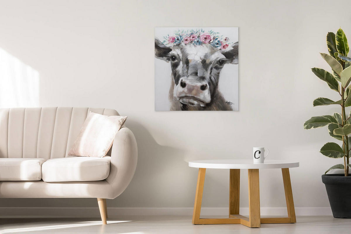 ÖLGEMÄLDE 80/80 cm - Braun, Holz/Textil (1.4/80cm) - KUNSTLOFT