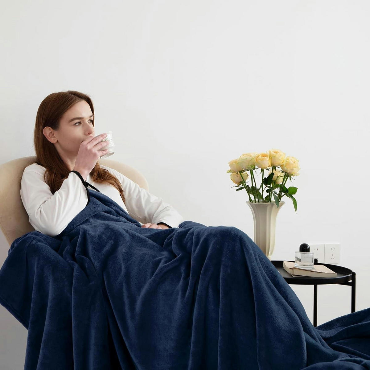 KUSCHELDECKE aus Flanell-Fleece, in dunkelblau - Dunkelblau, Textil (230/270cm)