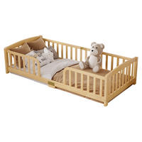KINDERBETT, Bodenbett 90x200 cm mit Rausfallschutz aus Kiefer, Natur - Naturfarben, Holz/Holzwerkstoff (90/200cm) - LVHOM