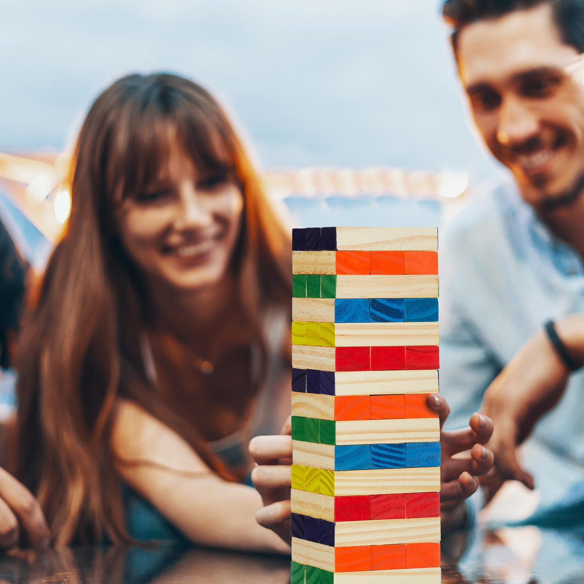 WACKELTURM - Multicolor, Holz (7.5/7.5cm) - Relaxdays