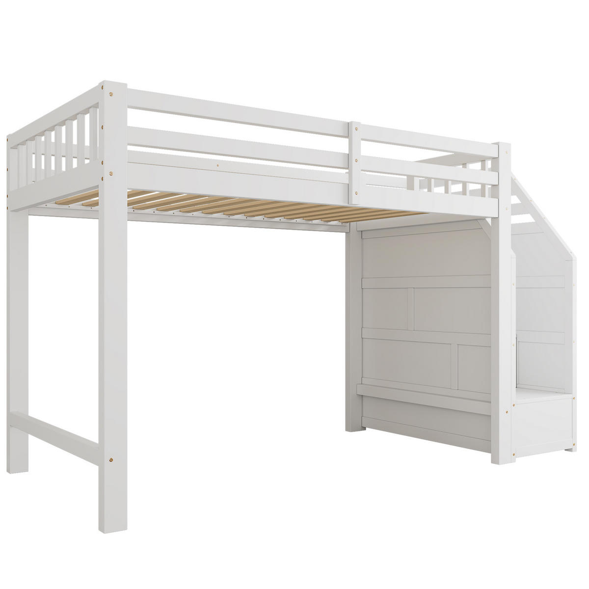 HOCHBETT 90x200cm Weiß EN747 Geländer Stufen Freiraum - Weiß, Holz (90/200cm) - FLIEKS