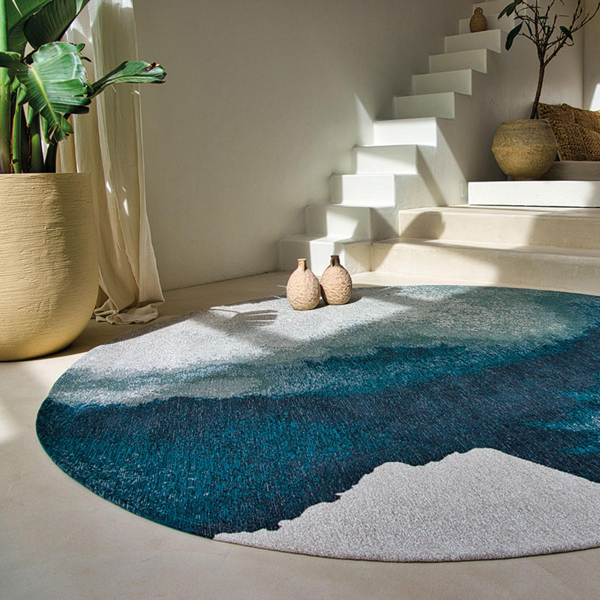 TEPPICH Inkjet Meditation Lagoon 240/240 cm - Blau, Kunststoff/Textil (240/240cm) - Louis De Poortere