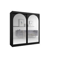 SCHIEBETÜRENSCHRANK MOSSA 200 / 215 / 65 cm in Schwarz / Schwarz - Schwarz, Holzwerkstoff (200/215/65cm) - Deine Möbel 24