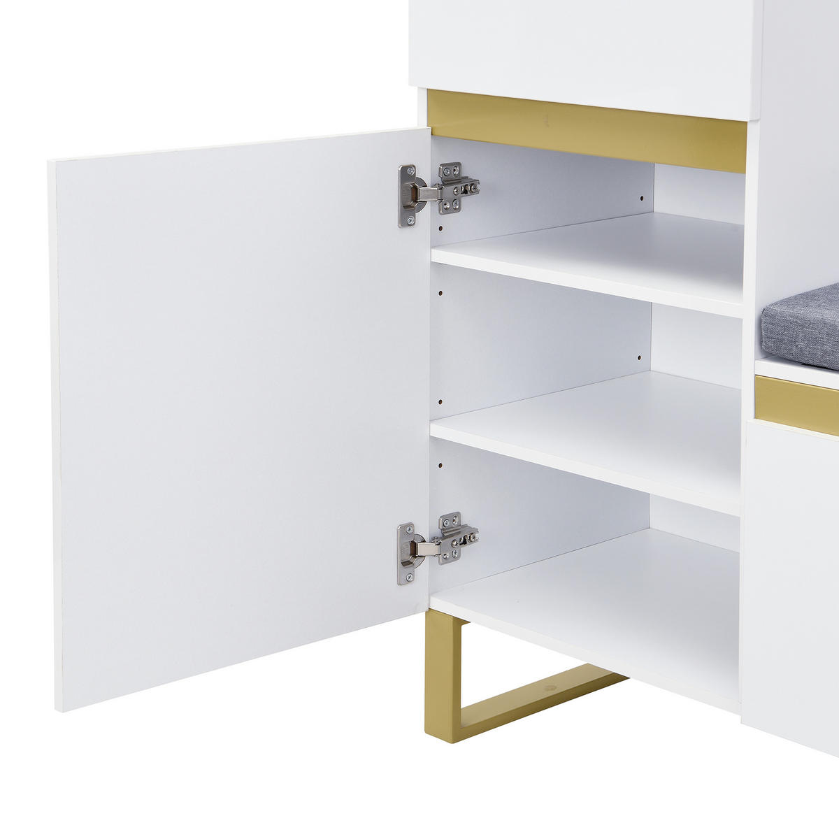 SCHUHSCHRANK aus MDF 120x35x85cm in Weiß mit Sitzbank - Weiß, Holzwerkstoff (120/85/35cm) - Modfu