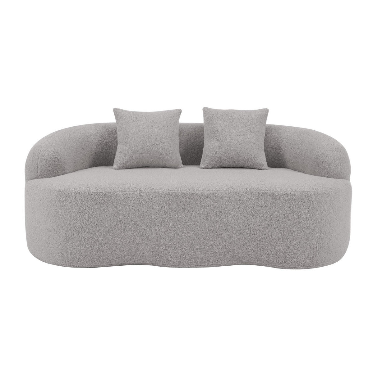 2-SITZER-SOFA aus Schaumstoff und Federkern Hellgrau mit Wellendesign und integrierten Kissen - Hellgrau, Kunststoff (170/70/89cm) - Modfu