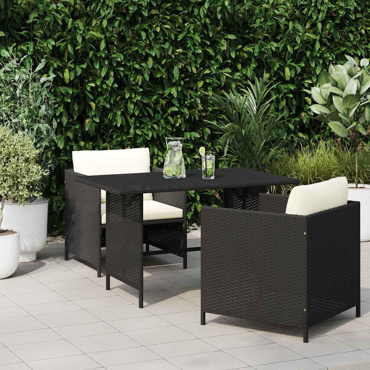 GARTEN-ESSTISCH Schwarz 110/70/65 Cm Poly Rattan - Schwarz, Kunststoff (110/70/65cm) - vidaXL