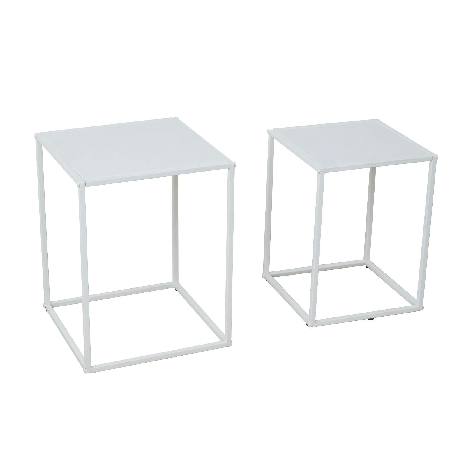 COUCHTISCH THEMI 2er Set Metall Weiß - Weiß, Metall (35/35/45cm) - SVITA