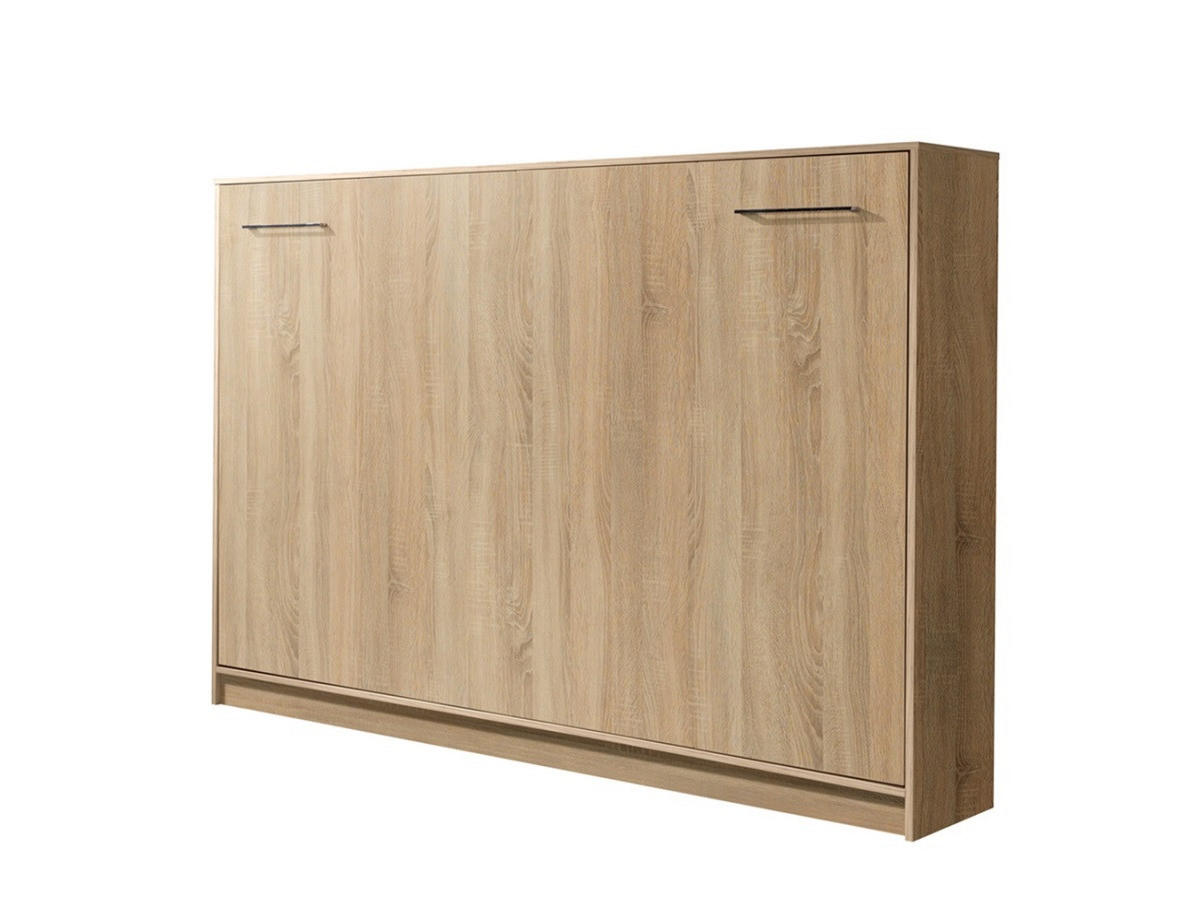 SCHRANKBETT Wandbett horizontal HB 140x200 mit 2 Schränken & Aufsatz - 4-teilig - Eiche Sonoma - Eichefarben, Holzwerkstoff (140/200cm) - QMM TraumMöbel