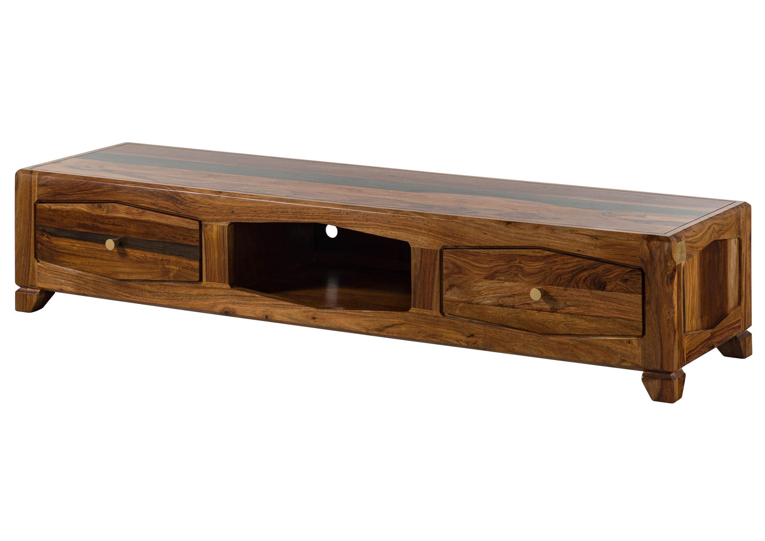 TV-BOARD Sheesham 160x43x33 dunkelbraun lackiert ANCONA #212 - Dunkelbraun, Holz (160/33/43cm) - Massivmoebel24