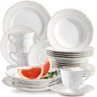 KOMBISERVICE Chodziez MARIA TERESA 30-tlg Porzellan mit Goldrand, Weiß / Gold - Goldfarben/Weiß, Keramik (25/8/25cm) - KONSIMO®