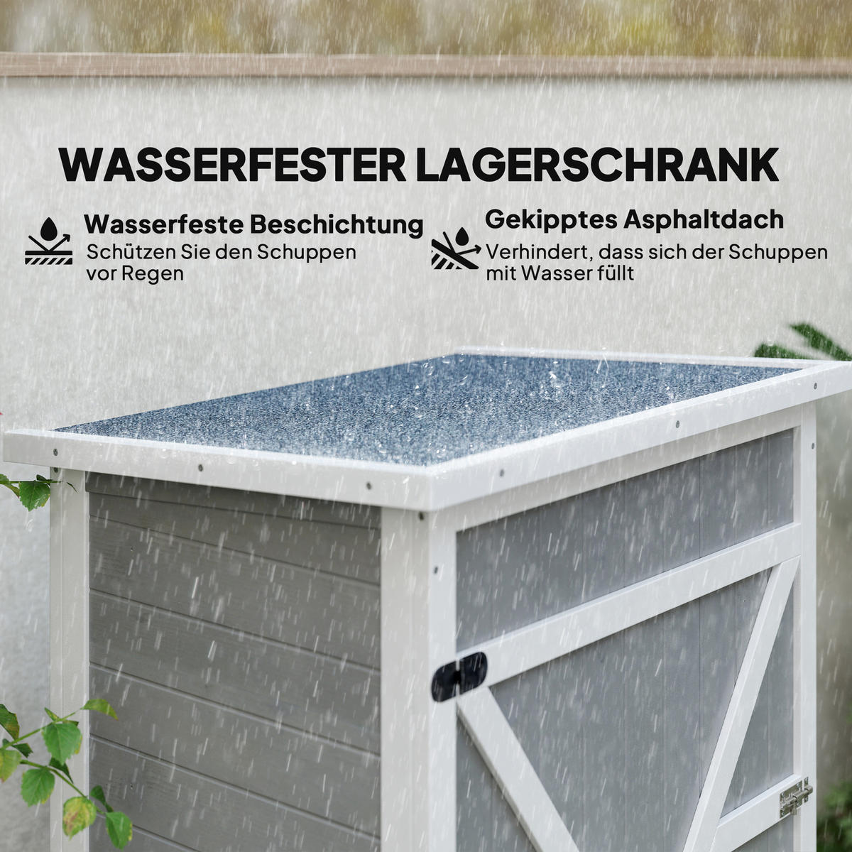 GARTENHAUS Geräteschuppen, mit Regalböden, für Garten, Tanne, Schwarz+Grau+Weiß - Schwarz/Weiß, Holz (56/115/75cm) - Outsunny