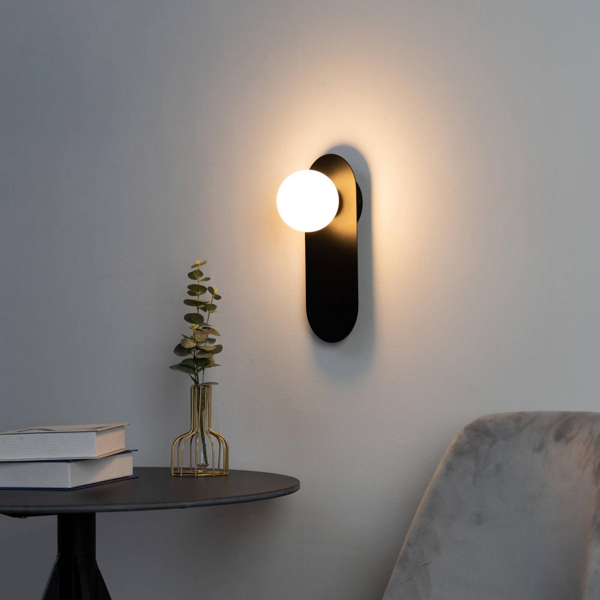 WANDLEUCHTE Mattina, Schwarz und weiß, 31cm - Weiß, Glas (12/31/13cm) - KOSILUM