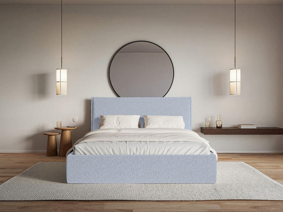 POLSTERBETT Softie Slim Hellblau Chenille 140x200 - Hellblau, Textil (140/200cm) - Selsey
