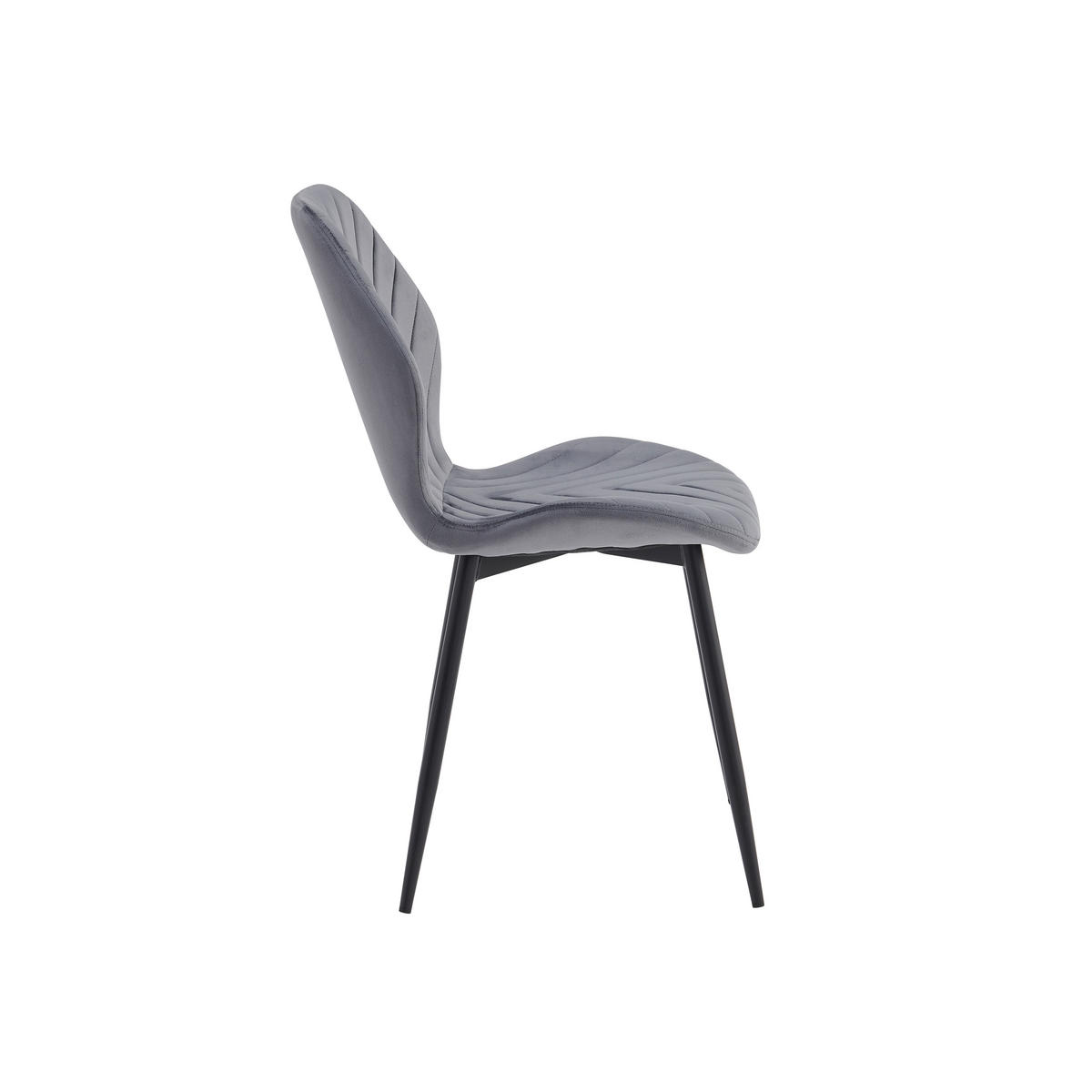 STÜHLE Esszimmerstuhl, gepolstert mit Steppung, schwarze Metallbeine, 1 Stück, Grau - Schwarz/Grau, Metall (48/86/41cm) - AN Furniture Store