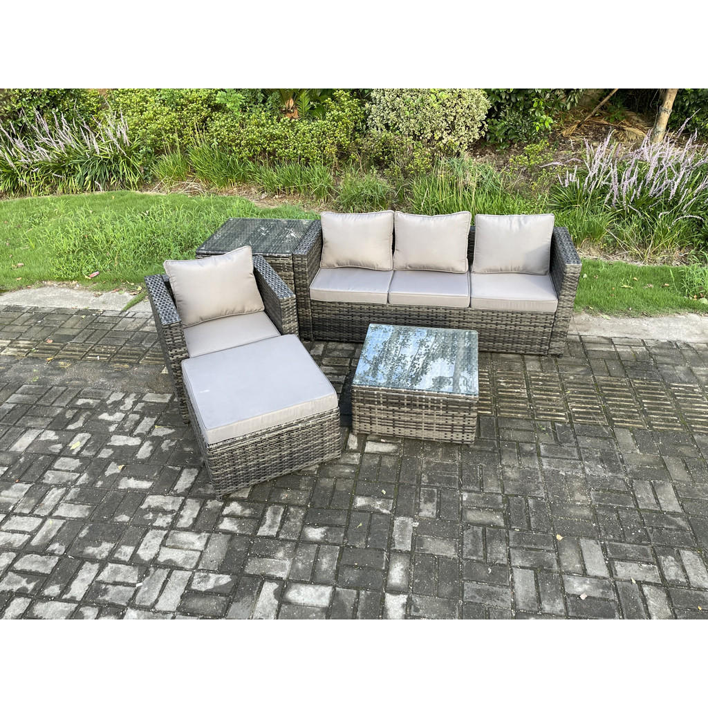 Thumbnail - Fimous Gartentischgruppe, Dunkelgrau, Metall, 5-Sitzer, Loungemöbel, Loungemöbel-Sets