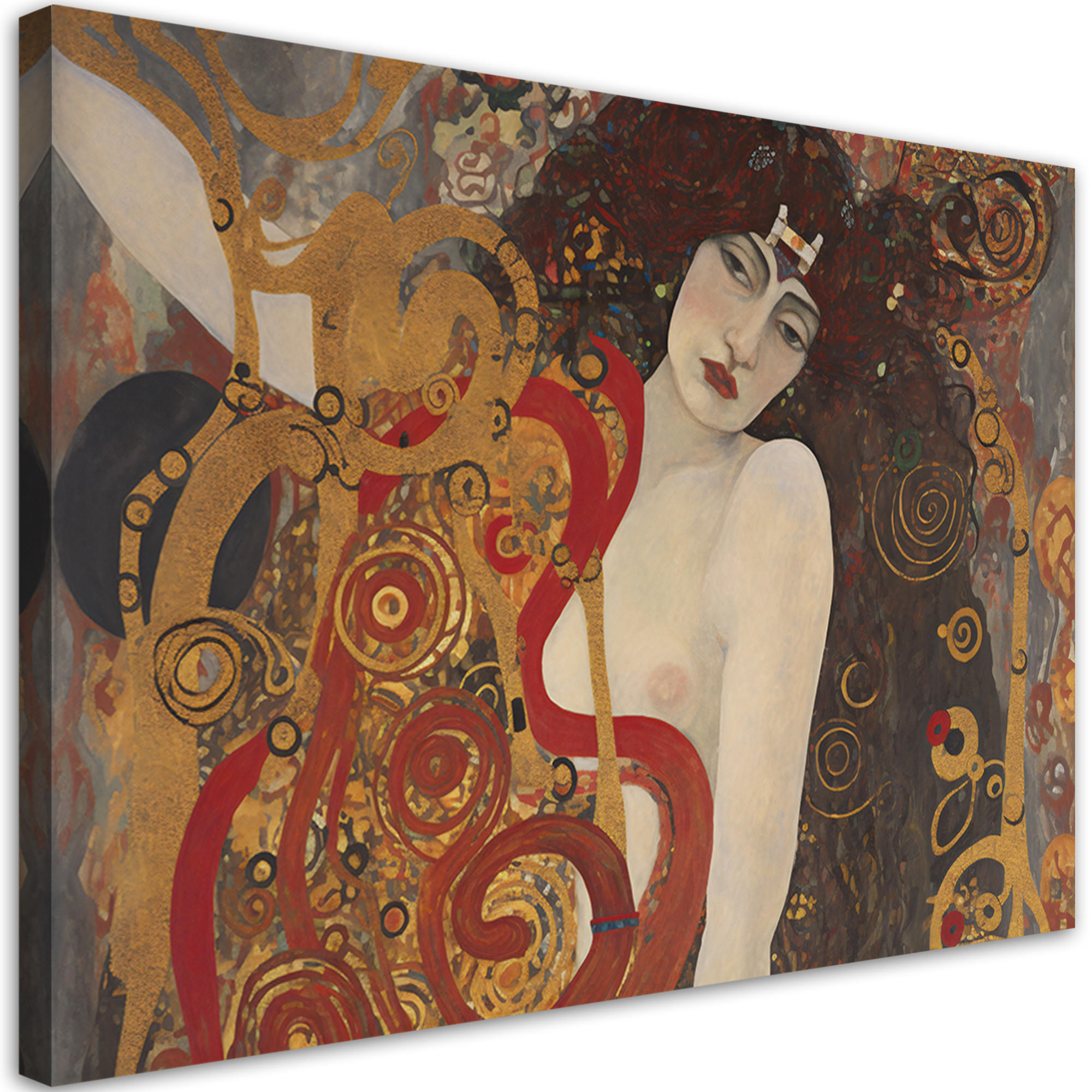 WANDBILD weibliche abstraktion g. klimt - Goldfarben, Textil (60/40cm) - Feeby