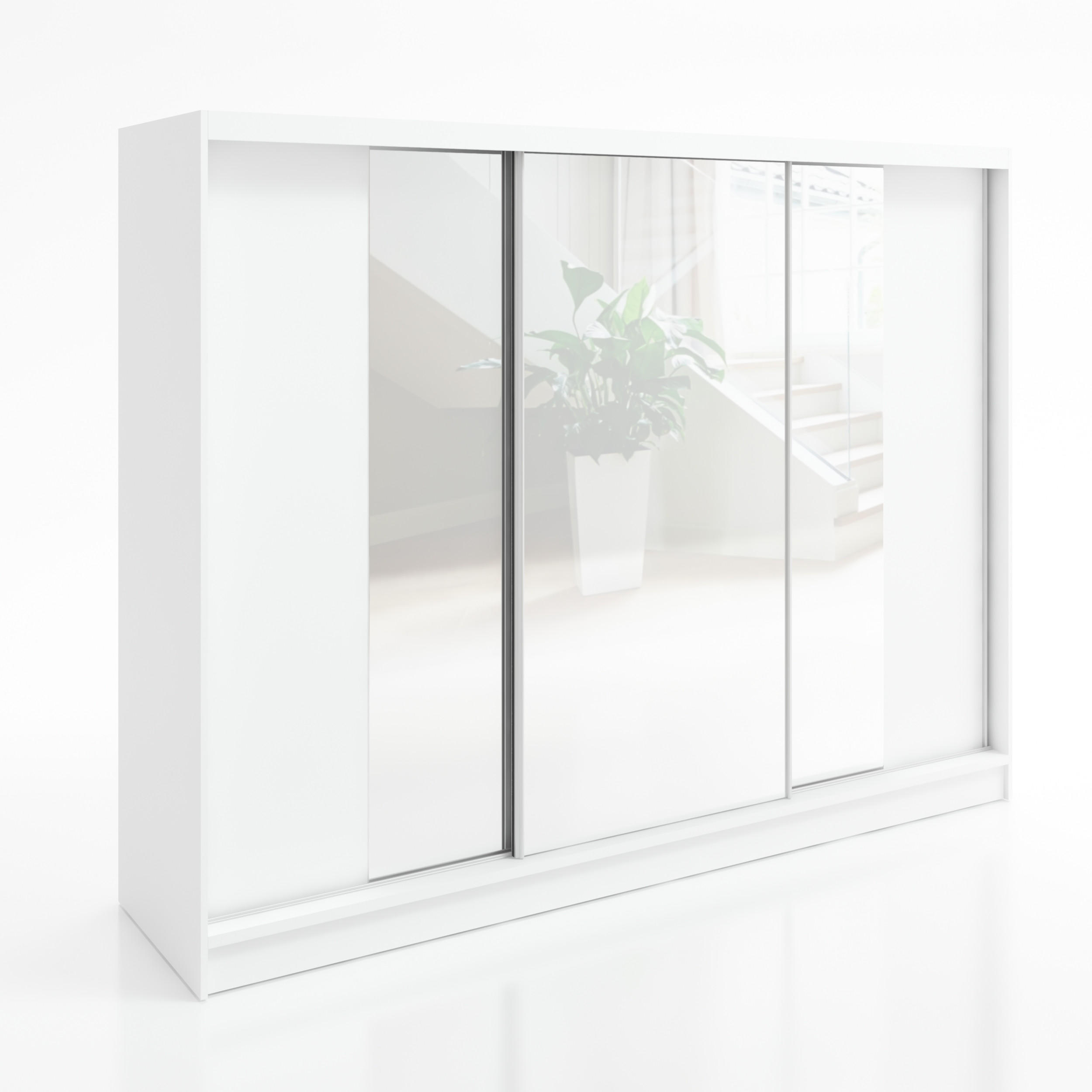 A&J MöbelLand Schwebetürenschrank Weiß 200x215x60 cm