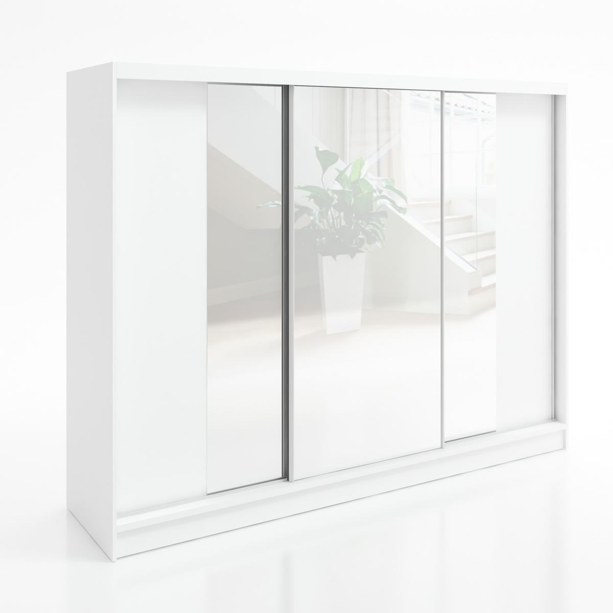 SCHWEBETÜRENSCHRANK 200 CM VIDA Farbe: Weiß - Weiß, Holzwerkstoff (200/215/60cm) - A&J MöbelLand