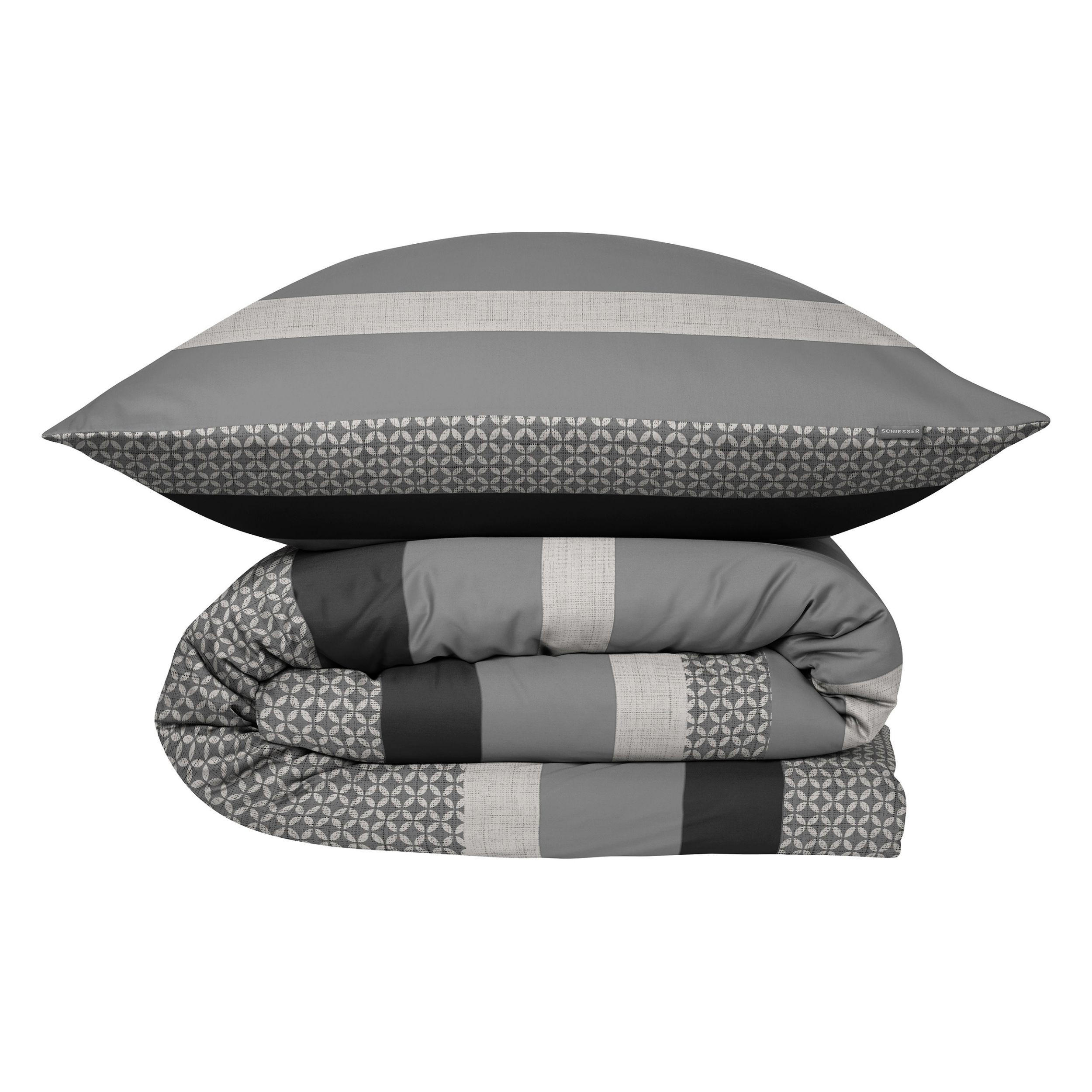 BETTWÄSCHESET Dion - Baumwollsatin - 2-teilig - 135x200 cm - Grau - Grau, Textil (135/200cm) - SCHIESSER