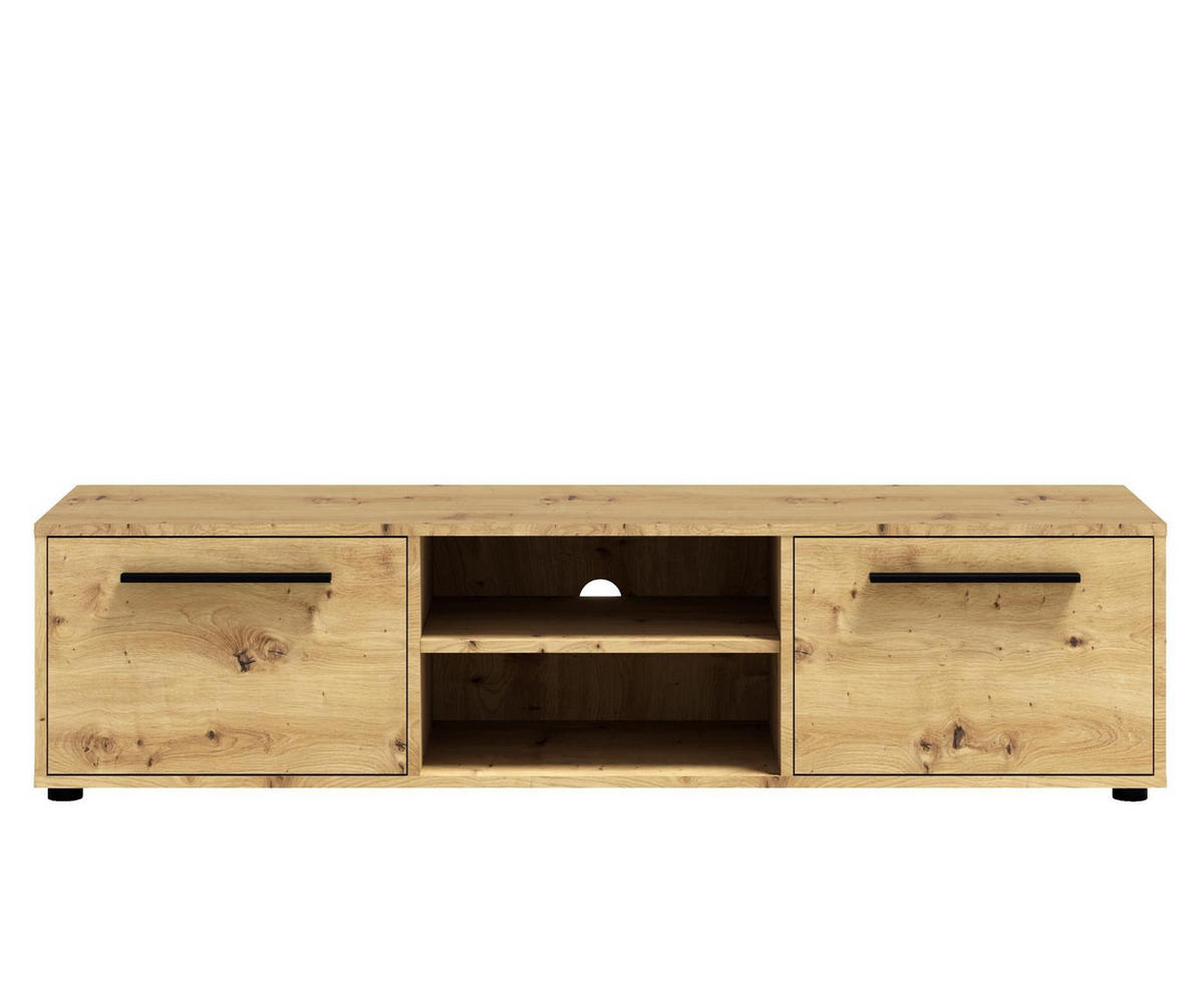 RTV-SCHRANK Maxivo 150 Artisan Eiche, zweitüriger TV-Tisch - Schwarz/Eiche Artisan, Holzwerkstoff (150/38/40cm) - Bettso