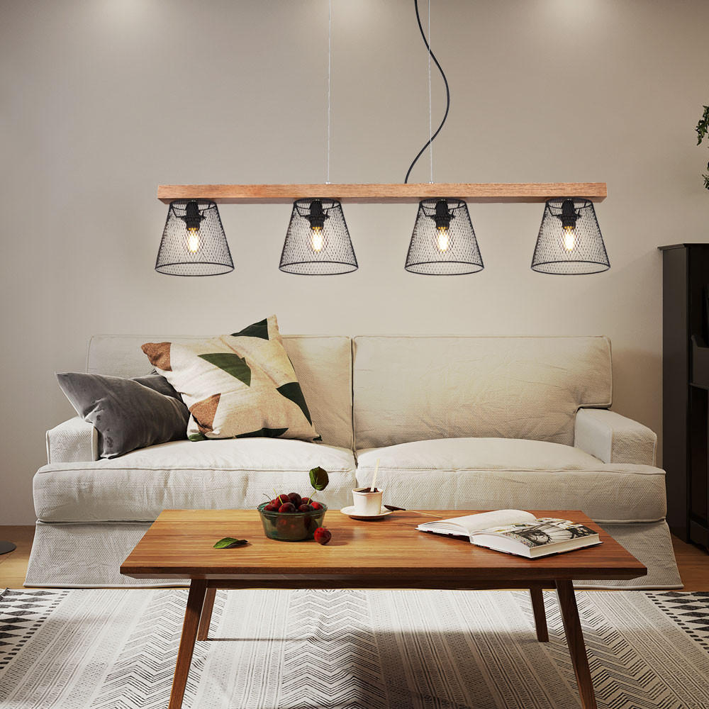 HÄNGELEUCHTE Metall Holzoptik Braun - Braun, Holz (85/15/150cm) - Globo Lighting