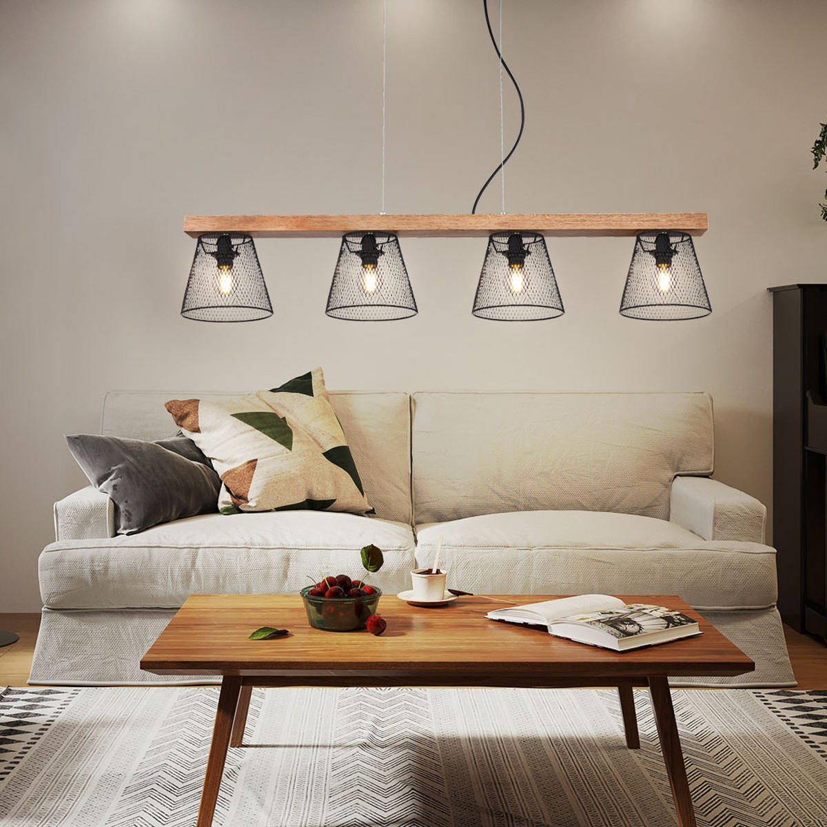 HÄNGELEUCHTE Metall Holzoptik Braun - Braun, Holz (85/15/150cm) - Globo Lighting