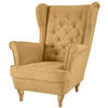 CHESTERFIELD-SESSEL Falco gelb mit Buche Holzbeinen - Gelb, Holz/Textil (82/102/92cm) - Beautysofa