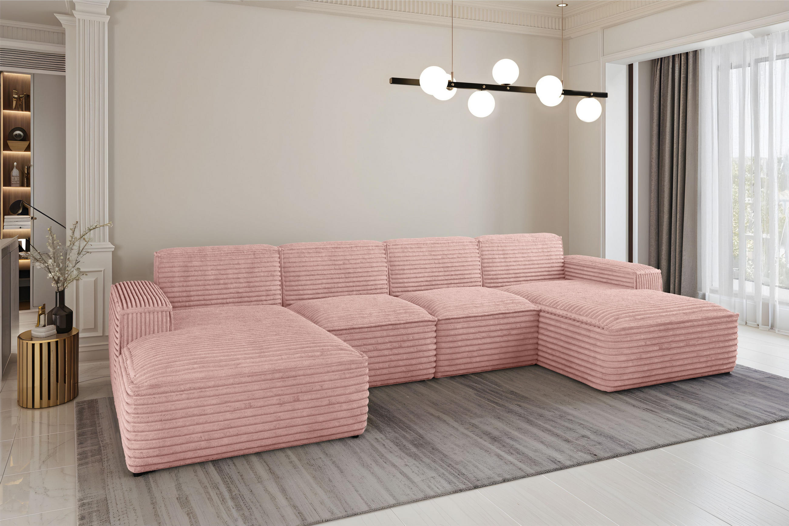 ECKSOFA Siena U ein Stil, der zum Entspannen einlädt, Stoff Velo Rosa - Rosa, Holz/Textil (344/73/165cm) - Kaiser Möbel