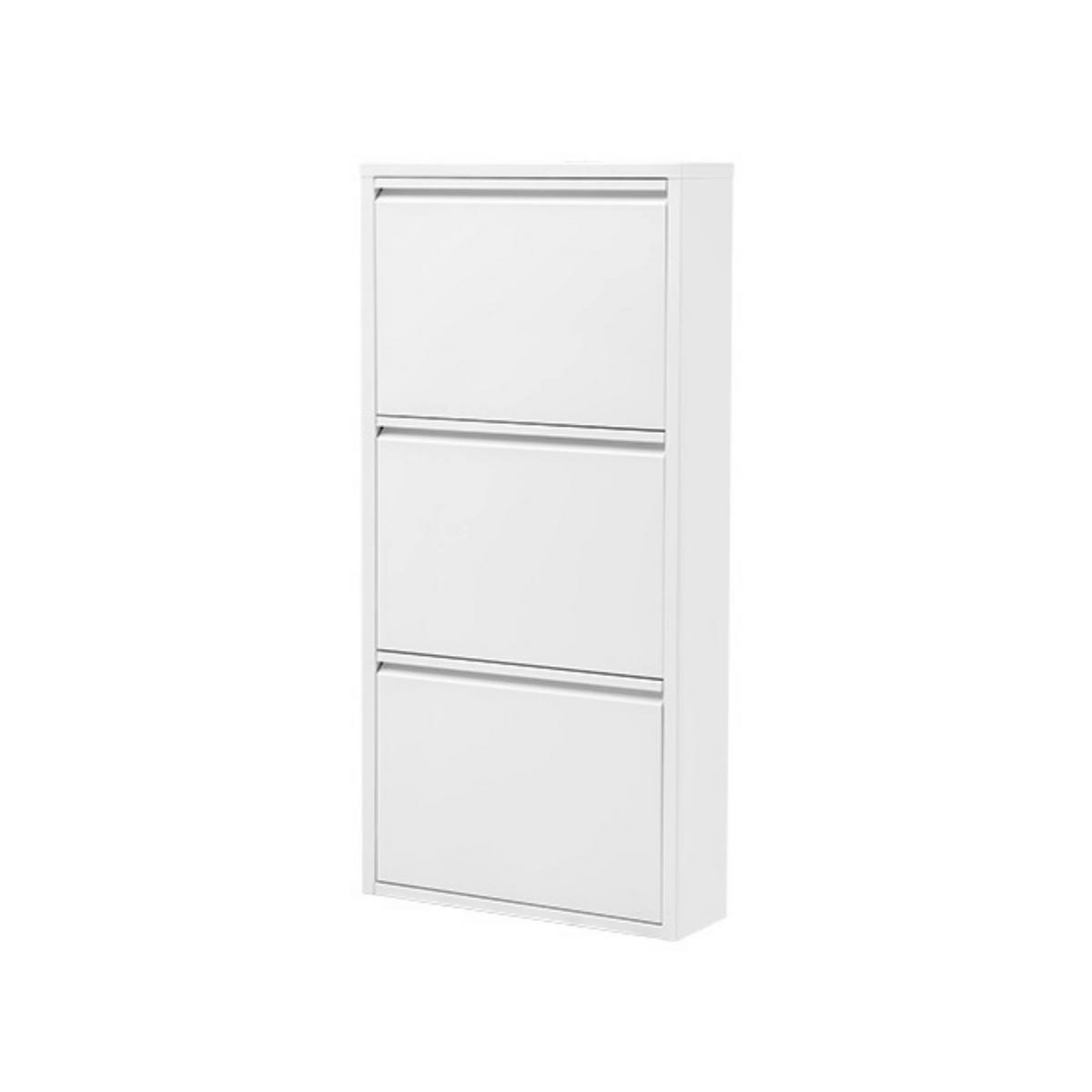 SCHUHSCHRANK schmal Metall mit Magnet 4 Klappen Weiß - Weiß, Metall (50/137/15cm) - Gowoll