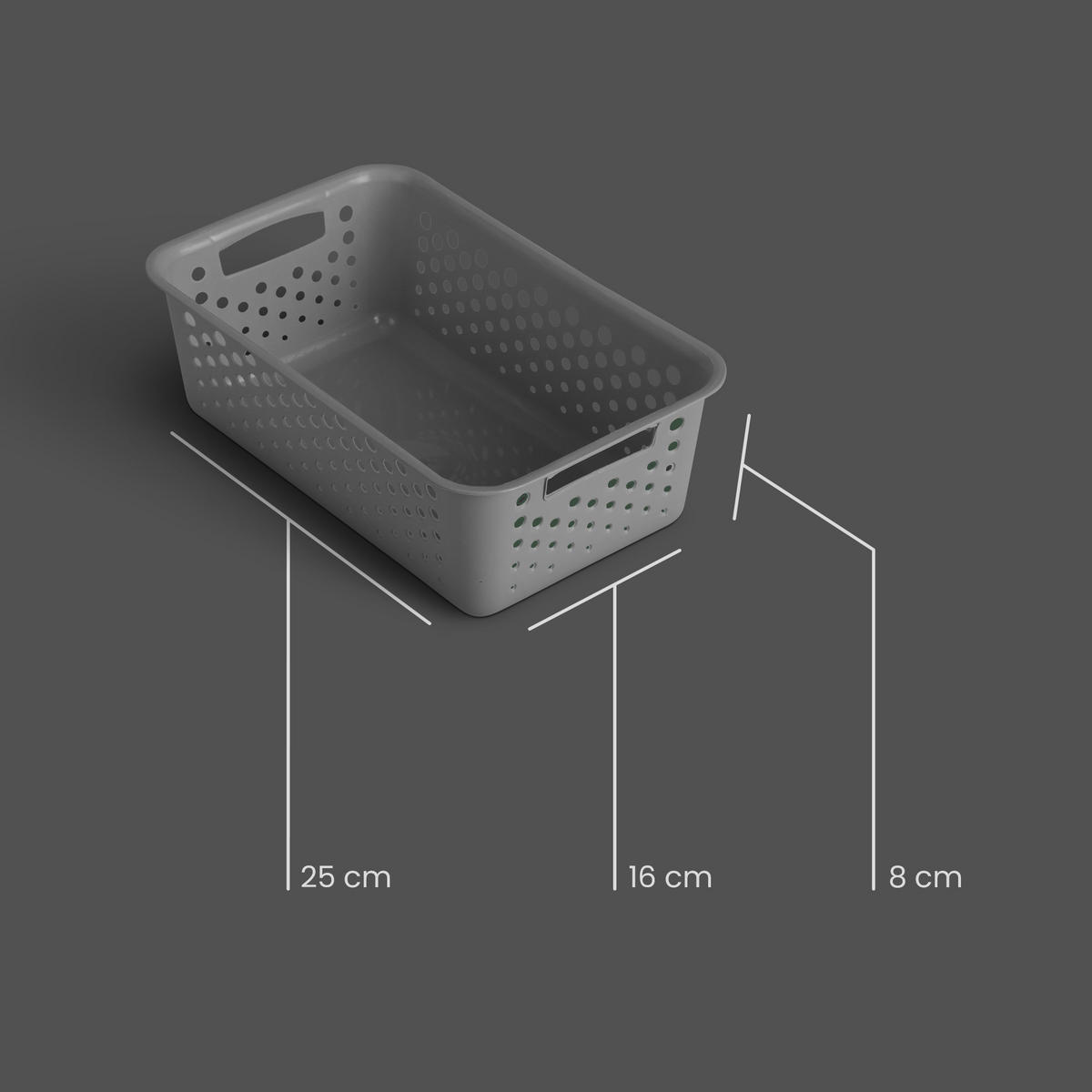 AUFBEWAHRUNGSKORB Anthrazit 25x16x8 cm - 1er Pack - Anthrazit, Kunststoff (16/8/25cm) - ProHome