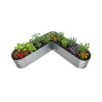 HOCHBEET Silber L-Form verzinktes Eisen 43x203 cm - Silberfarben, Metall (203/43/203cm) - Relaxdays