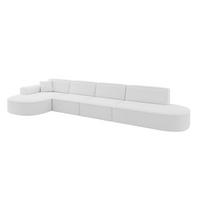 ECKSOFA Ottomane Links MARI-L3 - 402x163x73,5 cm Weiß Bouclé - Schwarz/Weiß, Holzwerkstoff/Kunststoff (165/406cm) - ALTDECOR