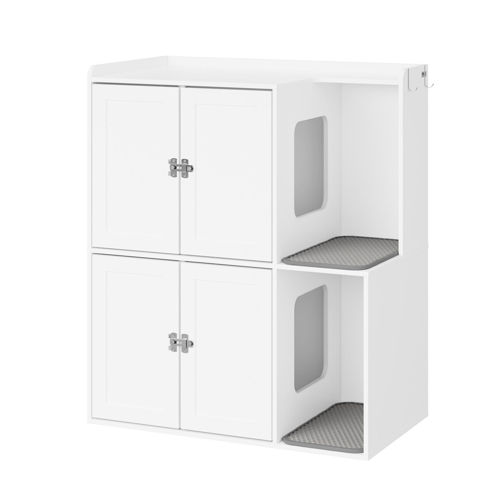KATZENKLO-SCHRANK mit zwei Fächern und Regal HAT09-E-W - Weiß, Holzwerkstoff (45/95.5/80cm) - SoBuy