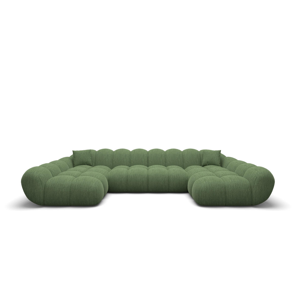 WOHNLANDSCHAFT Liva Grün Strukturstoff U-Form XXL Studio - Grün, Textil (330/70/160cm) - VAROYAL