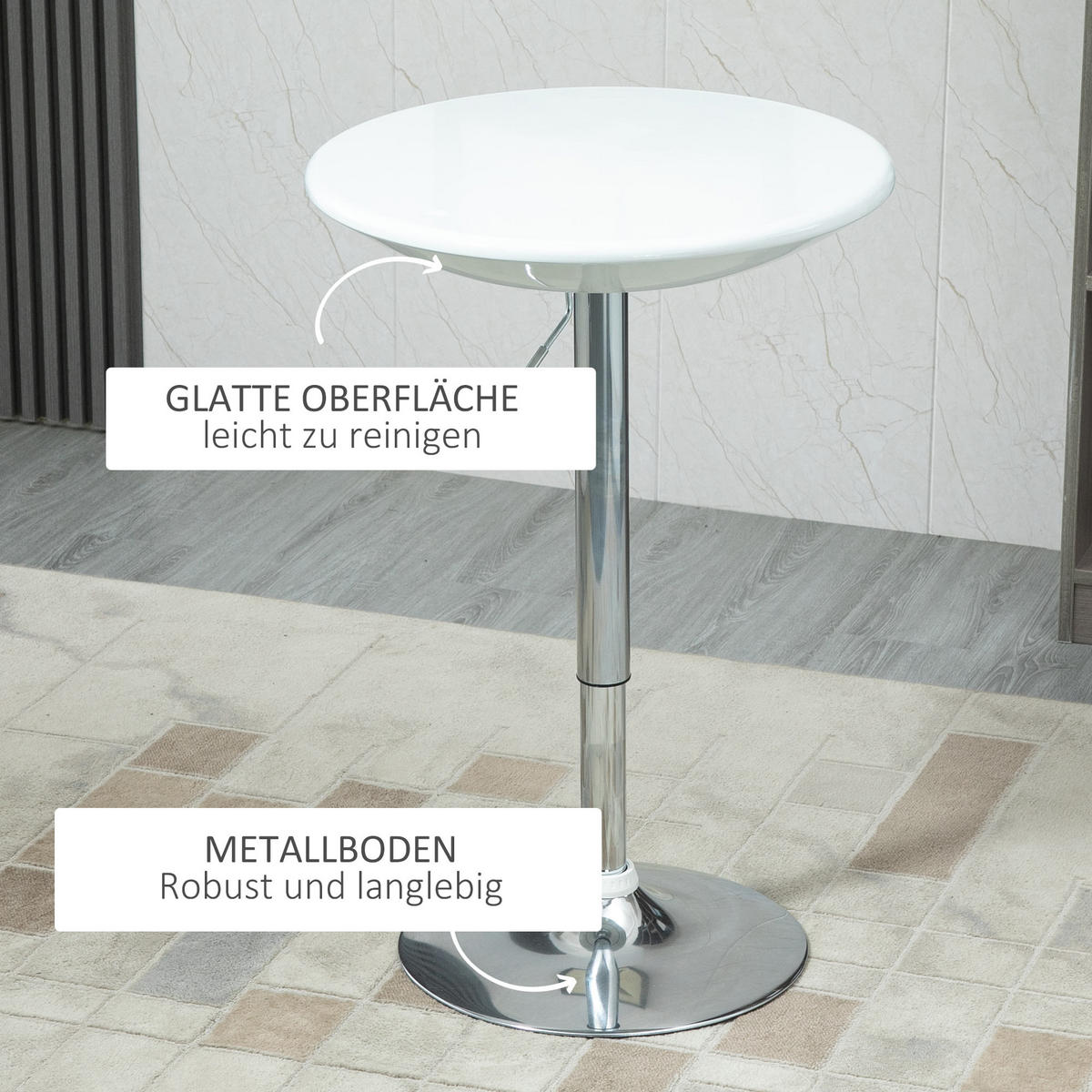 BARTISCH, Metall, ABS-Lackierung, Weiß - Weiß, Metall (61/97/61cm) - HOMCOM