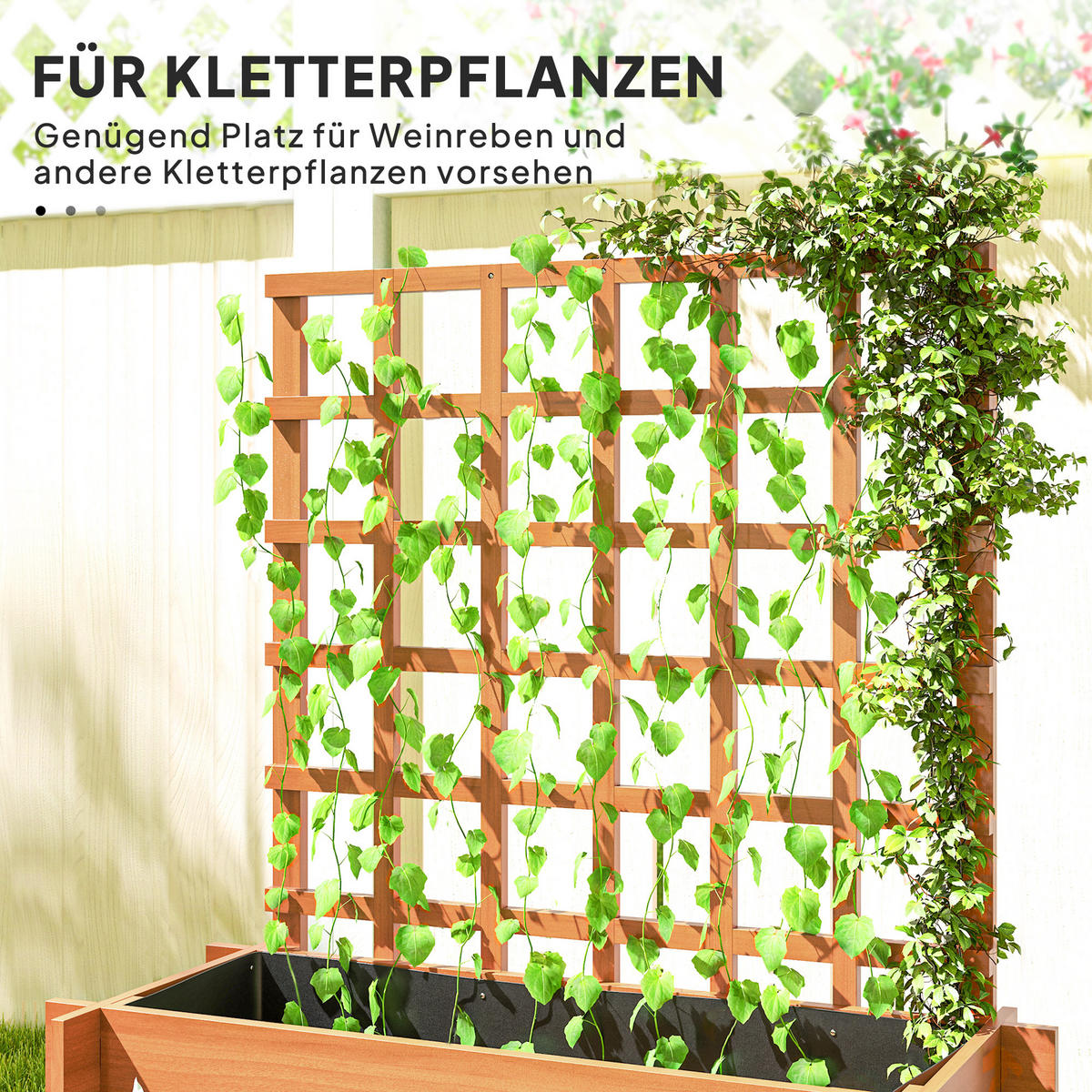 HOCHBEET mit Rankhilfe, 3-stufig Blumenkasten mit Vliesstoff, Gemüsebeet - Braun, Holz (95/110/95cm) - Outsunny