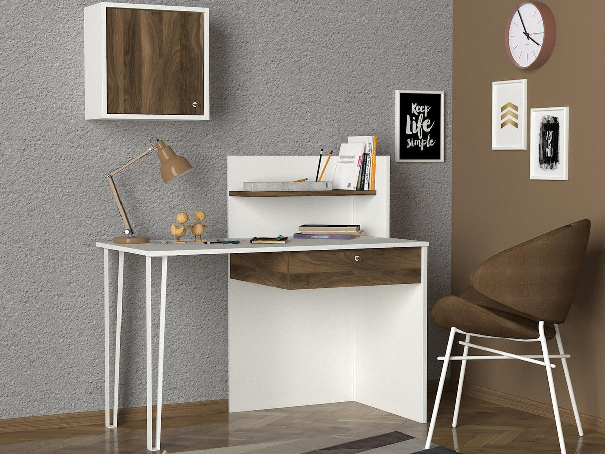 SCHREIBTISCH Punto mit Metallfüße Weiß Walnuss - Walnussfarben/Braun, Holzwerkstoff/Metall (60/120/109cm) - moebel17