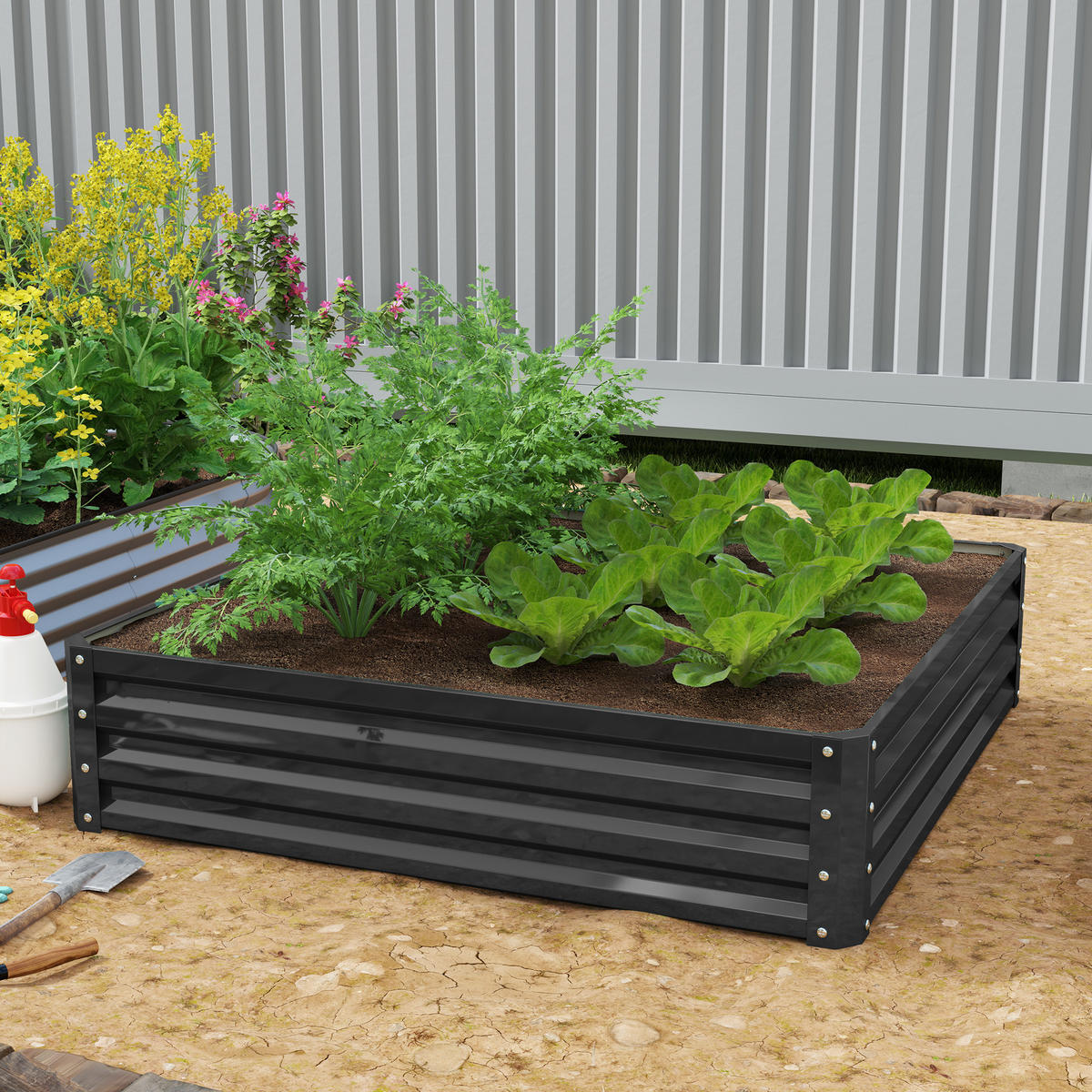 HOCHBEET 120x120x30 cm Stahl grau - Grau, Metall (120/30/120cm) - Fortuna Lai