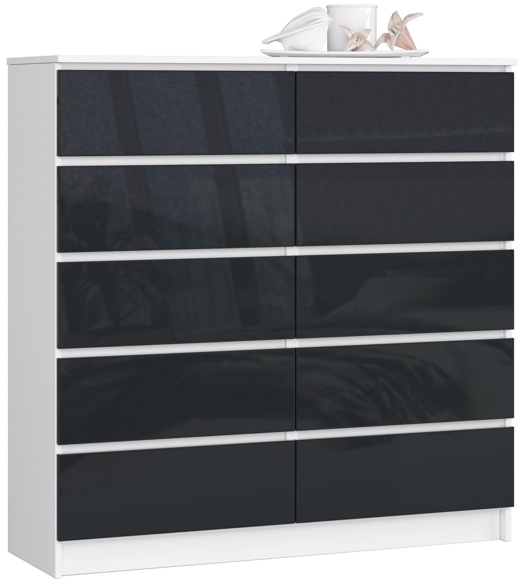 RAUMHIRSCH FURNITURE KOMODA Bílá, lesklá grafitová 121/120/40