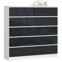 KOMMODE Weiß, Graphit Glanz 121/120/40 - Weiß, Holzwerkstoff (120/121/40cm) - RAUMHIRSCH FURNITURE