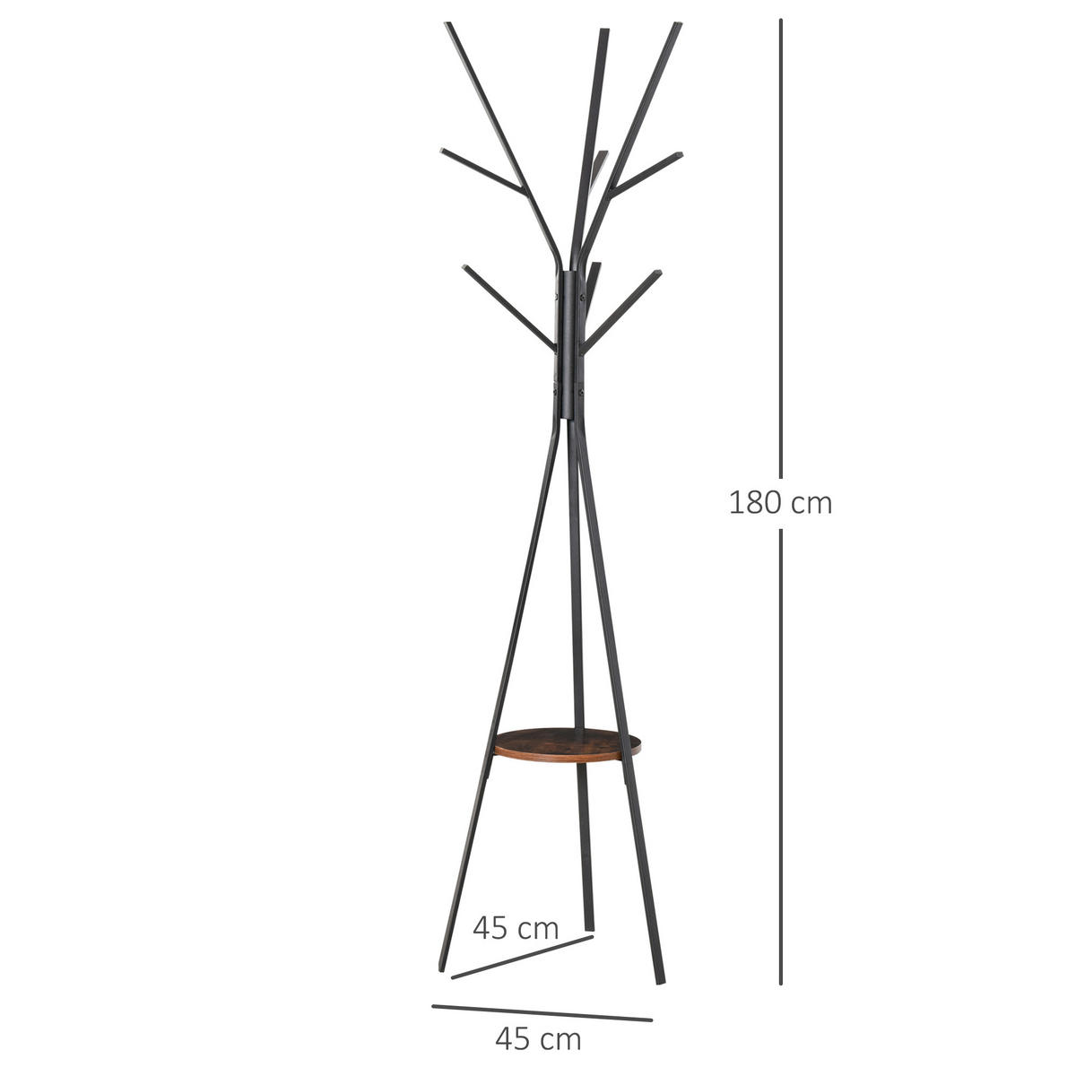 KLEIDERSTÄNDER - Braun, Holzwerkstoff/Metall (45/180/45cm) - HOMCOM