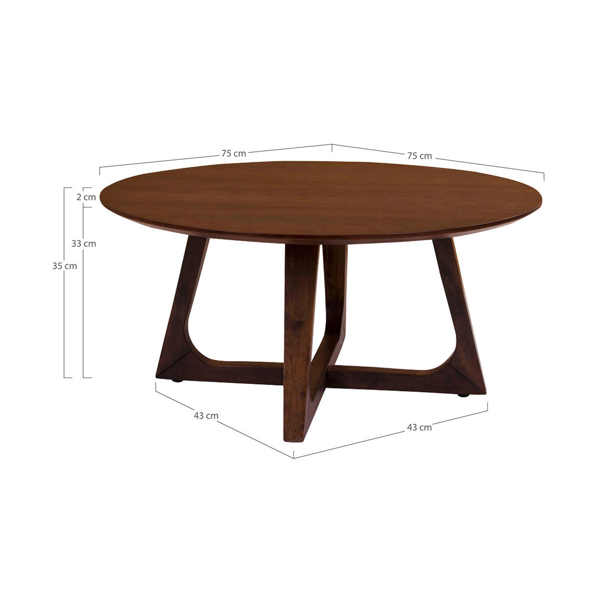 COUCHTISCH in Wallnuss Dekor - Braun, Holzwerkstoff (75/75/36cm) - ebuy24