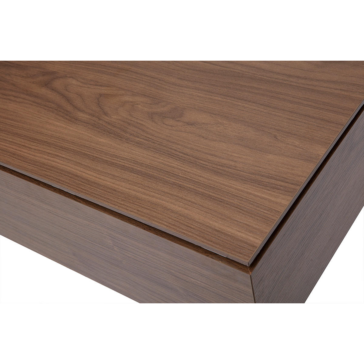 COUCHTISCH aus dunklem Holz mit Walnuss-Finish und schwarzem Metall, höhenverstellbar L103 cm SEDA - Walnussfarben, Holz (102.5/60.2/35.5cm) - Miliboo