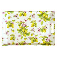 TABLETT Zitronen, rechteckige Serviertablett mit Griff 54x35 cm - Gelb, Kunststoff (35/3/54cm) - Lashuma