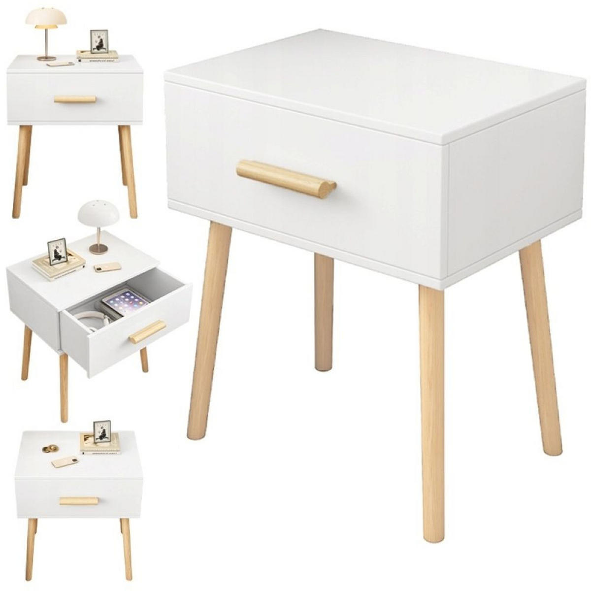 NACHTTISCH, weiß 45/30/54.5 cm - Weiß, Holzwerkstoff (52/10.5/34cm)