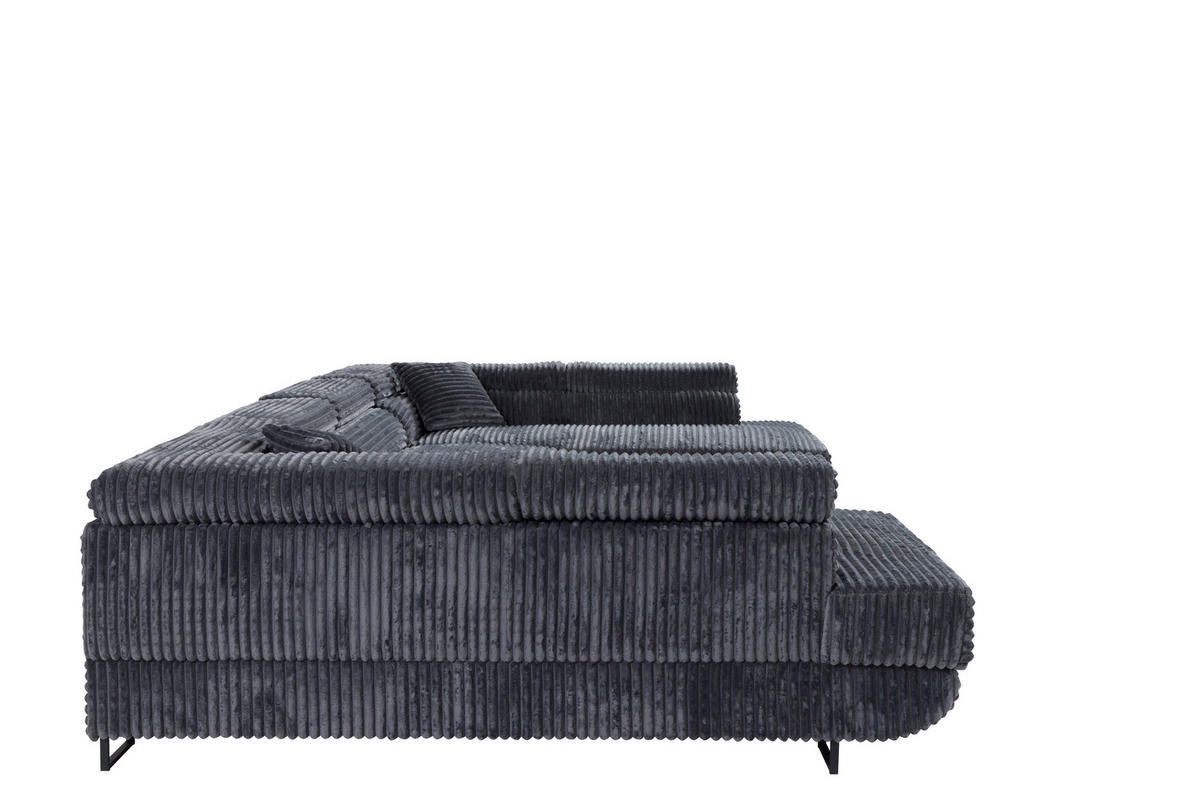 WOHNLANDSCHAFT SERENA U mit Stauraum, Grau - Grau, Textil (340/90/205cm) - KS Home Concept